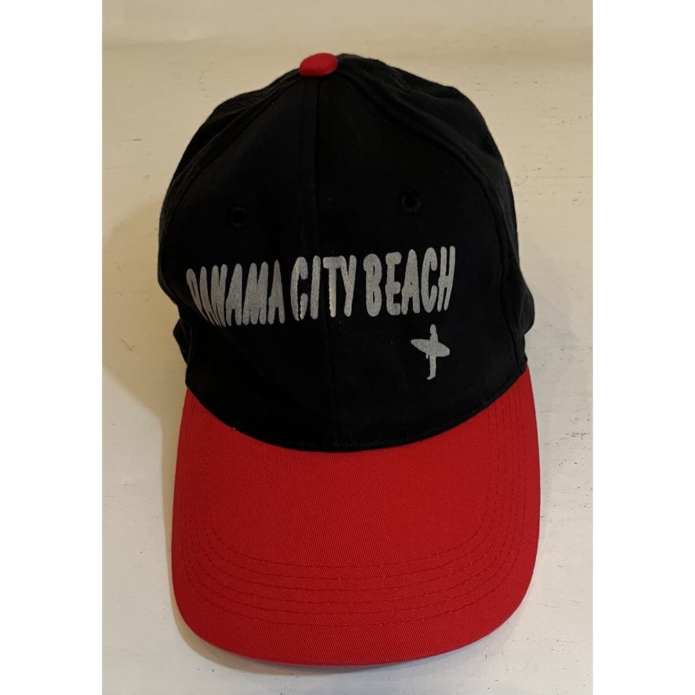 Panama City Beach Hat Cap Adult L/XL Black Red Dog Daze Vacation Spring Break
